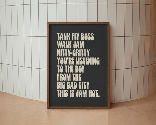 Tank Fly Boss Walk Jam Nitty Gritty